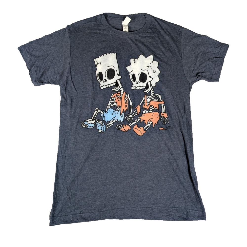 Bart and Lisa | Simpsons | Gray | Mens | Skeleton‎ Graphic T-Shirt | M